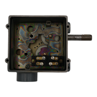 Inside view of heavy duty limit switch showing contacts and rotary gearing.